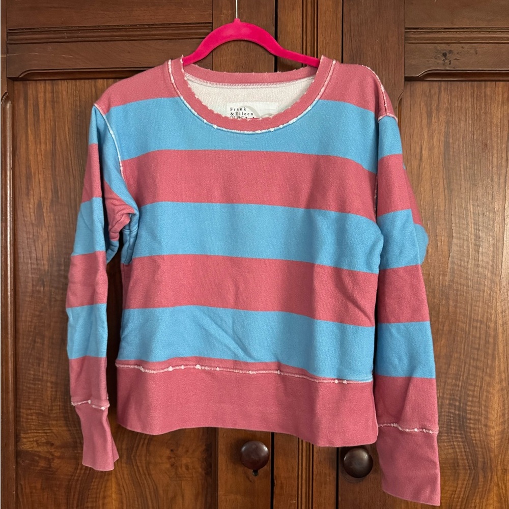 Frank & Eileen Tee Lab Stripe Crewneck In Red Rugby 5 Vintage Year Wash